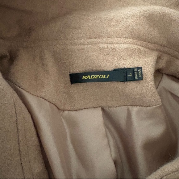 Vintage Radzoli Floral Appliqué Polyester/Wool Blend Wide Collar Coat, Sz L - Picture 13 of 15